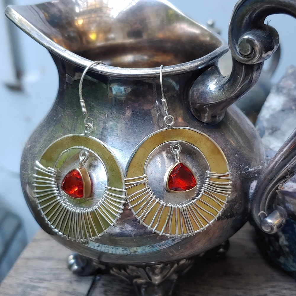 TwoTone Dual Colored Quartz Earrings
